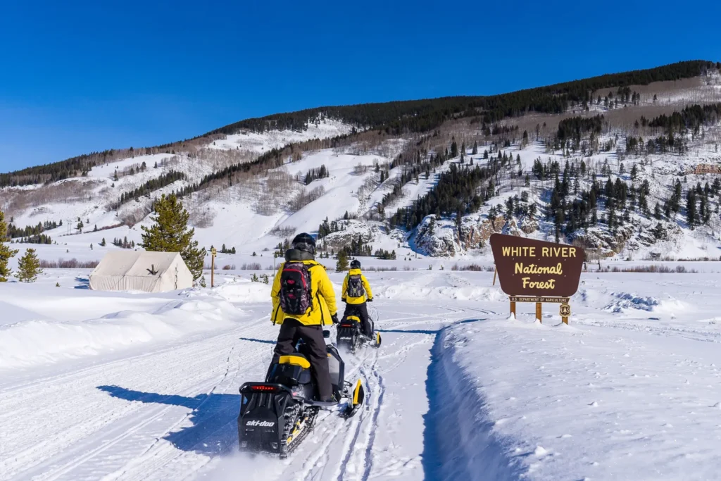 family and beginner friendly snowmobile tour adventure near Denver Colorado